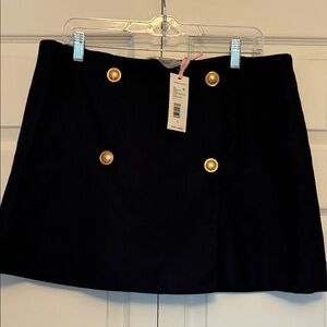 Stylish Navy Mini Skirt with Gold Buttons